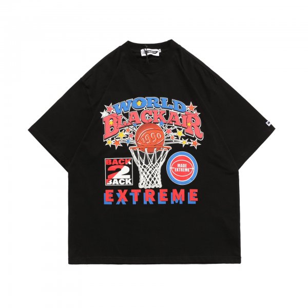 American Retro Street Culture Basketball Print Short Sleeve T-Shirt