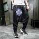 Autumn Country ChaoLong Embroidery Casual Pants Loose Plus Fat Plus Size Straight Tube Low Crotch Span Pants