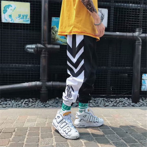 Tide Brand Tie Pants Male Korean Version Loose Color Matching Handsome Casual Pants Student Bf Trend Hip-Hop Wild Harem Pants