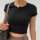 European And American Round Neck Open Back Bandage Short Sleeve T-Shirt Women