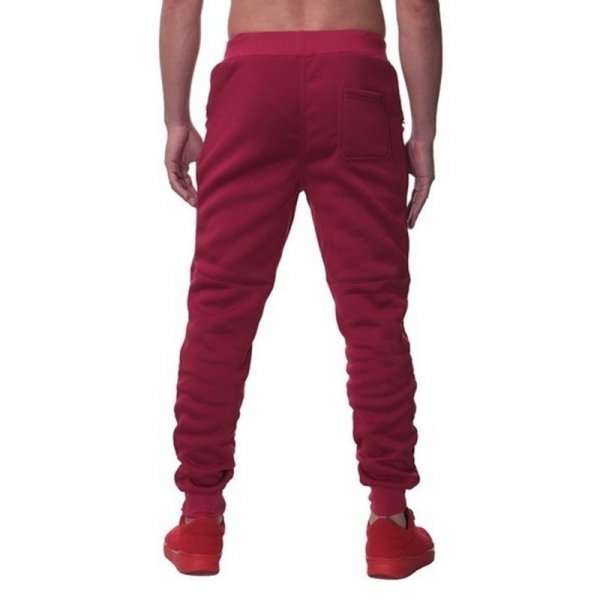 Men's Sports Pants With Double Pockets And Zip Personality Design