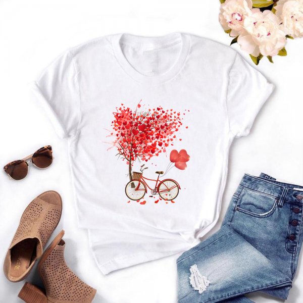 Women's Bicycle European And American T-shirt Graphic Top Short Sleeve