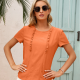 Stitching Wood Ear Lace Round Neck Short Sleeve Lining Top Women